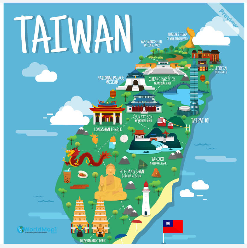 Carte touristique de Taiwan